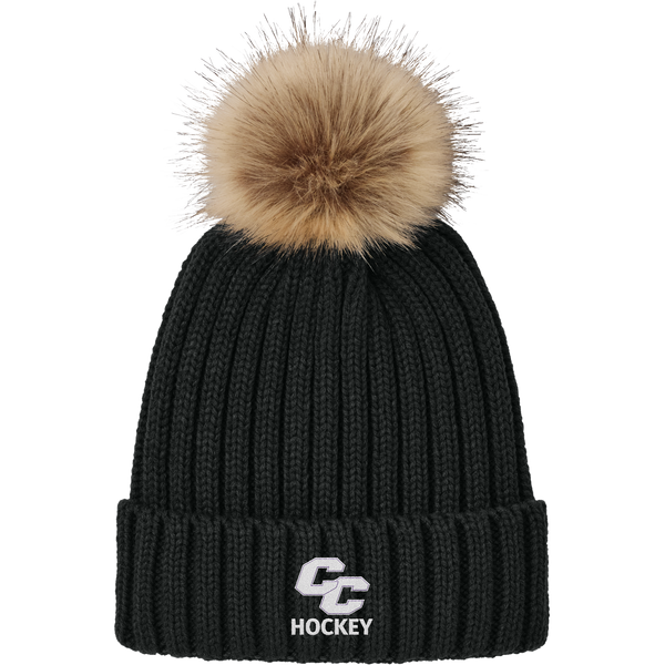 Curry College Faux Fur Pom Beanie